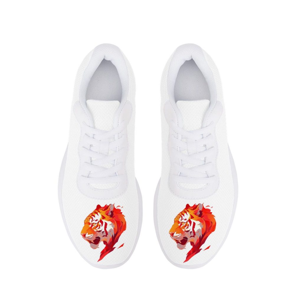 White Canvas Sneakers with Fiery Red Tiger Prints